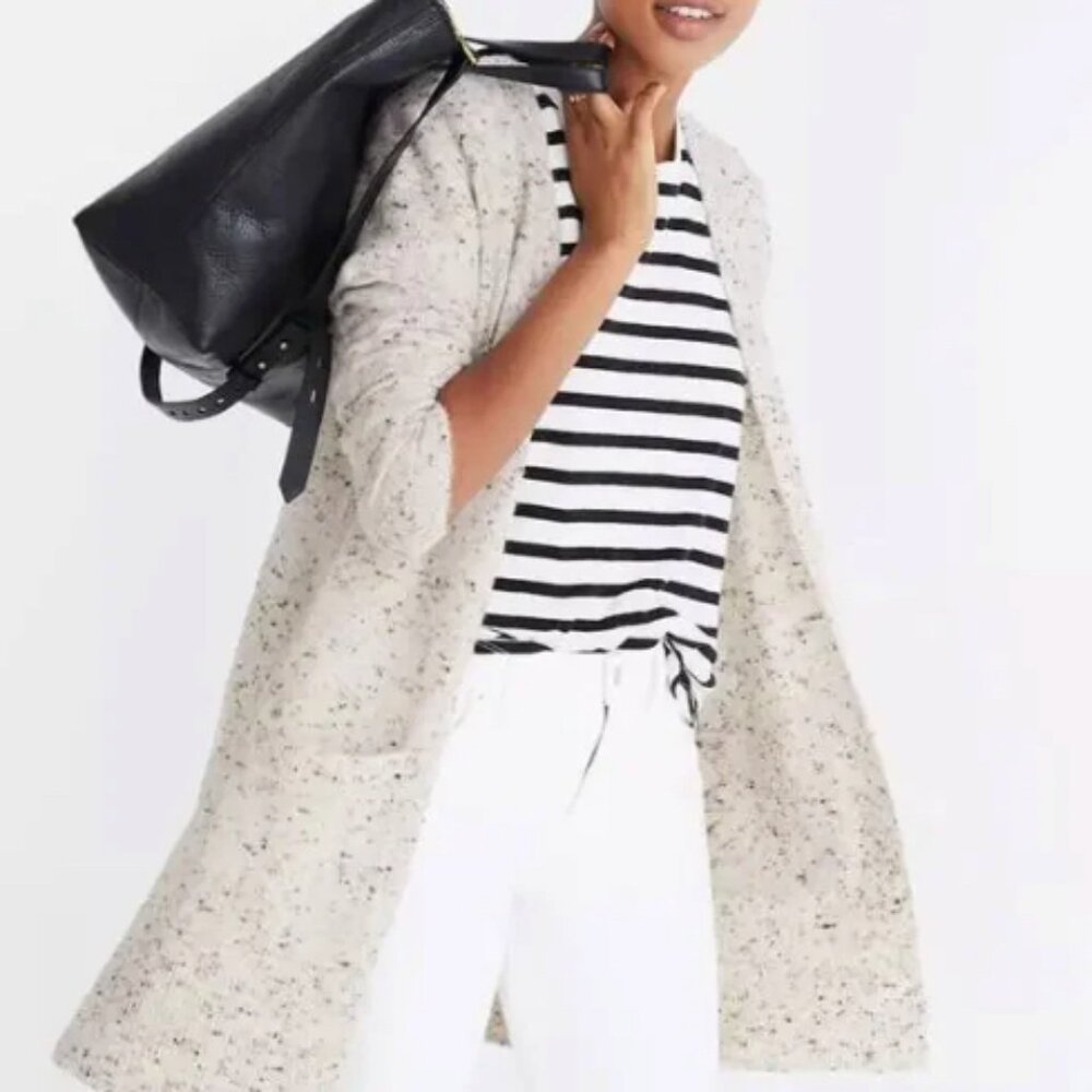Madewell Oatmeal Donegal Kent Cardigan Sweater Wool Blend Flecked Knit Small